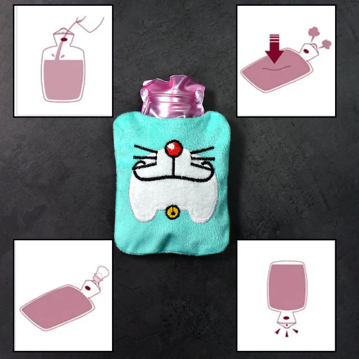6529 Doremon Cartoon small Hot Water Bag with Cover for Pain Relief, Neck, Shoulder Pain and Hand, Feet Warmer, Menstrual Cramps. 6529 Doremon Cartoon small Hot Water Bag with Cover for Pain Relief, Neck, Shoulder Pain and Hand, Feet Warmer, Menstrual Cramps.